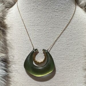 Alexis Bittar Green and Gold Crescent Necklace
